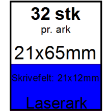 25 ark 21x65-8-LLB Kabelmærker A4 Blå
