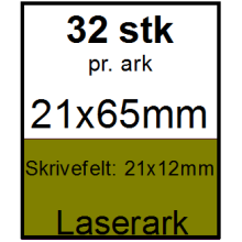 25 ark 21x65-8-LLG Kabelmærker A4 Grøn
