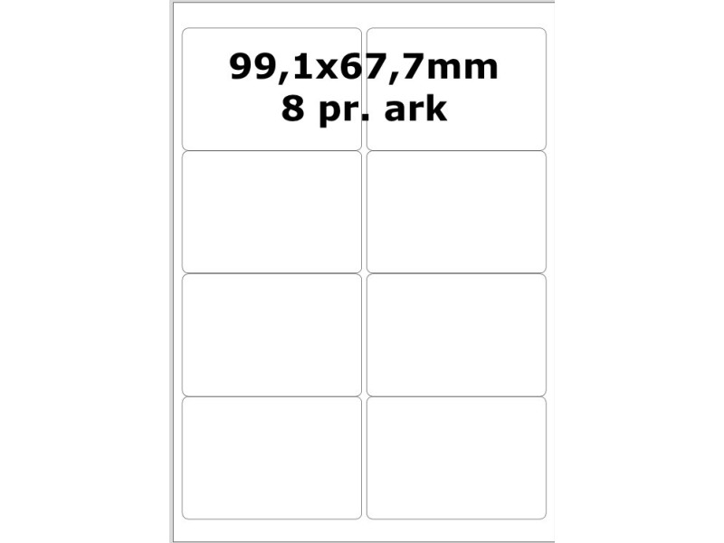 100 ark 99A68RP1-100 Hvide Papir Labels -Extreme Lim