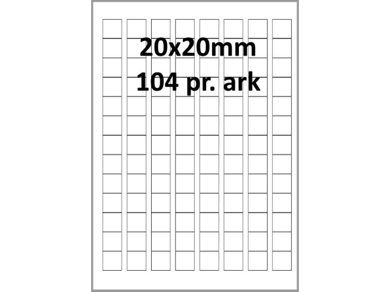 100 Ark 20A20H1 Hvid papir Bredde 00-30mm