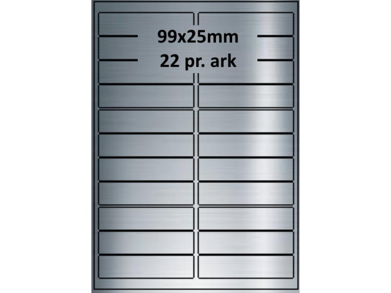 25 ark 99A25SP1-25 Sølvpolyester Bredde + 91mm