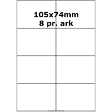 100 ark 105A74H1 Hvid papir Bredde + 91mm
