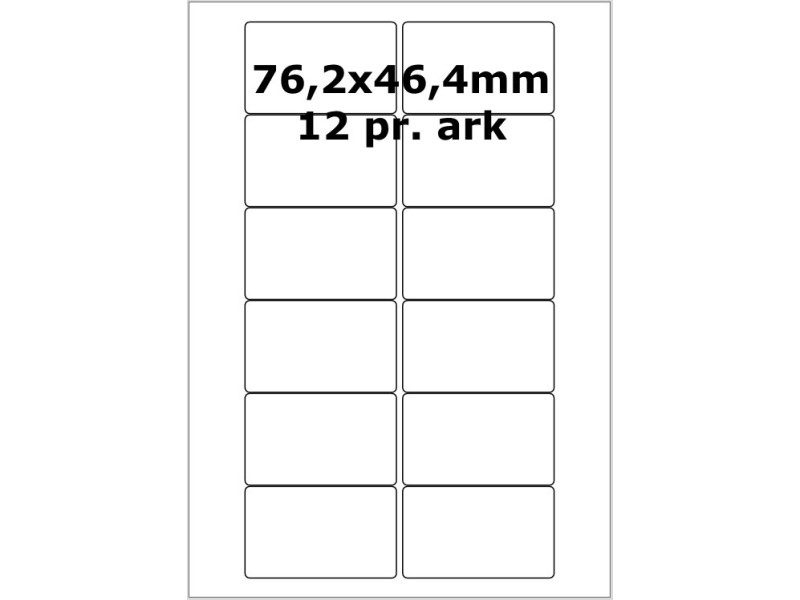 100 ark D7671S Hvid papir Bredde 61-90mm