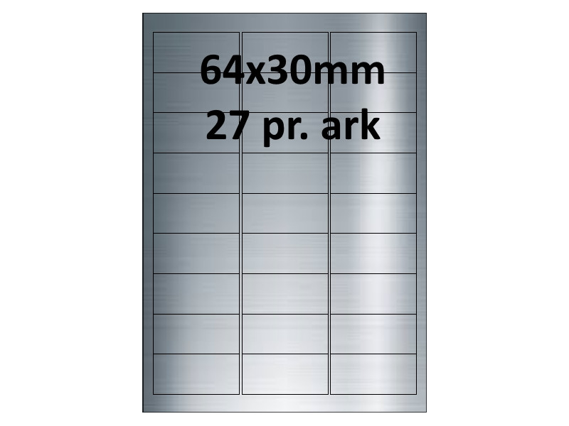 25 ark 64A30SP3-25 Sølvpolyester Bredde 61-90mm