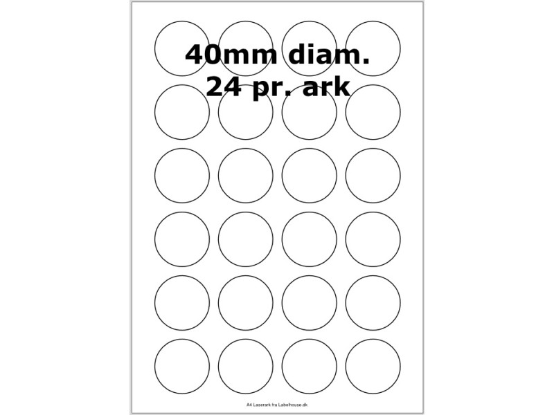 100 ark 40ARH3C Hvid papir Runde / Ovale