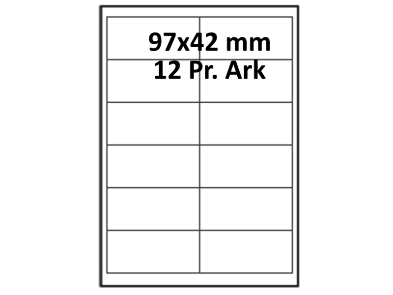 100 ark 97A42H3C Hvid papir Bredde + 91mm