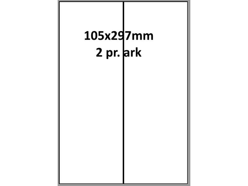 100 ark 105A297H3C Hvid papir Bredde + 91mm